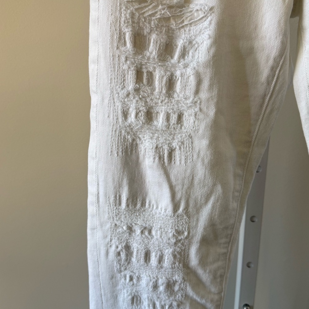 Frame Denim Le Boy White Distressed Ankle Jeans Sz 27 - Picture 12 of 12